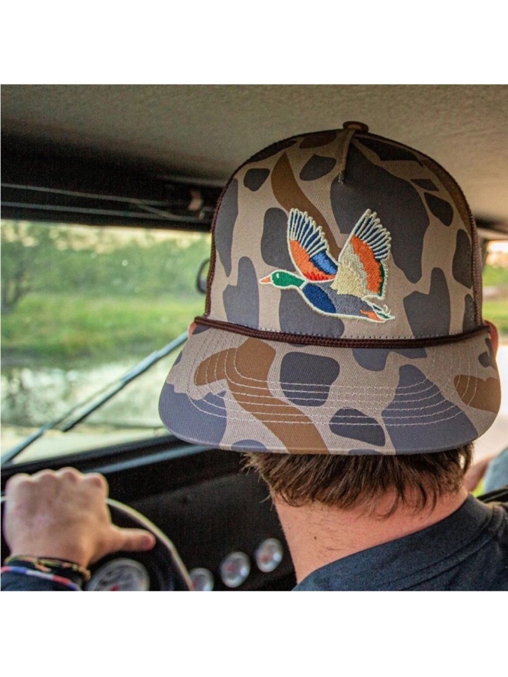BURLEBO Retro Camo Duck Snapback Hat Low Profile Dad Cap Neutral Preppy Hunting